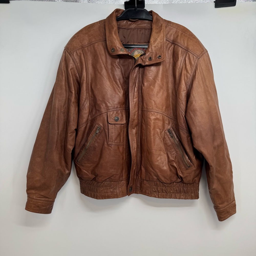 Vintage Adventure Bound Men’s L Jacket Leather Flight Bomber Insulated Jacket
